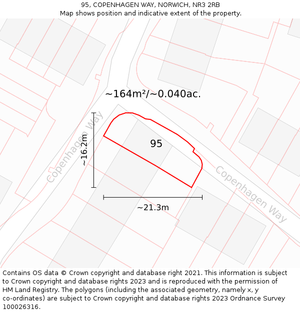 95, COPENHAGEN WAY, NORWICH, NR3 2RB: Plot and title map