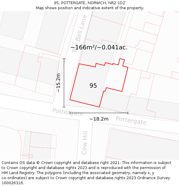 95, POTTERGATE, NORWICH, NR2 1DZ: Plot and title map