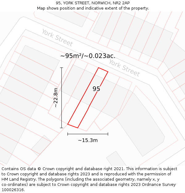 95, YORK STREET, NORWICH, NR2 2AP: Plot and title map