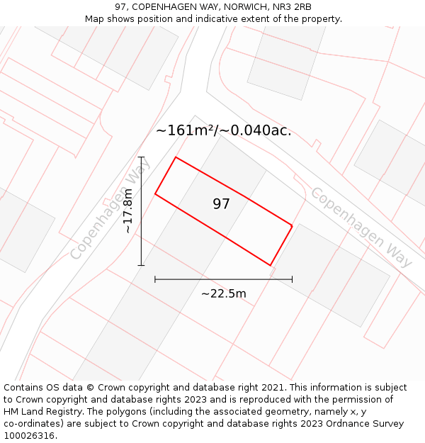 97, COPENHAGEN WAY, NORWICH, NR3 2RB: Plot and title map