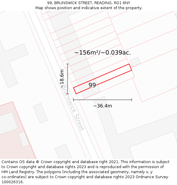 99, BRUNSWICK STREET, READING, RG1 6NY: Plot and title map