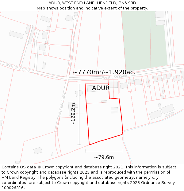 ADUR, WEST END LANE, HENFIELD, BN5 9RB: Plot and title map