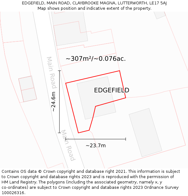 EDGEFIELD, MAIN ROAD, CLAYBROOKE MAGNA, LUTTERWORTH, LE17 5AJ: Plot and title map