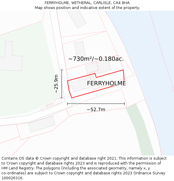 FERRYHOLME, WETHERAL, CARLISLE, CA4 8HA: Plot and title map