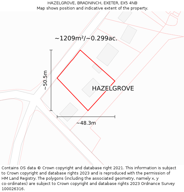 HAZELGROVE, BRADNINCH, EXETER, EX5 4NB: Plot and title map