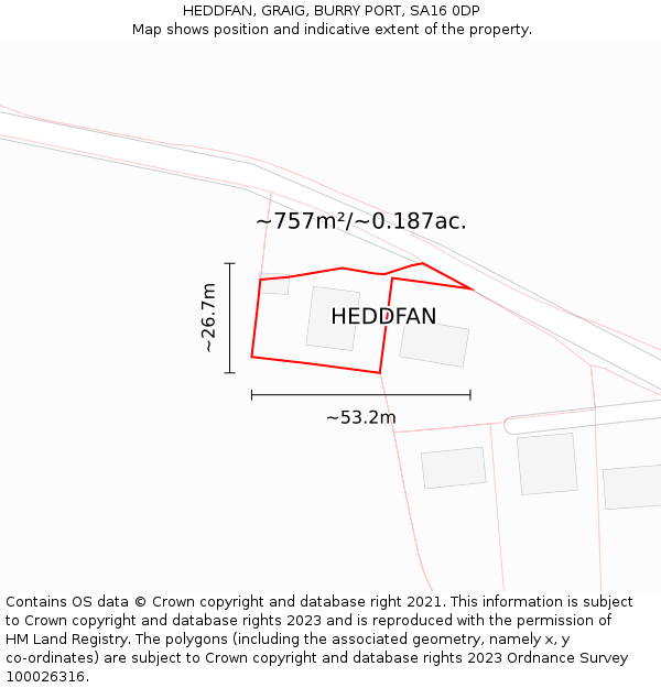 HEDDFAN, GRAIG, BURRY PORT, SA16 0DP: Plot and title map