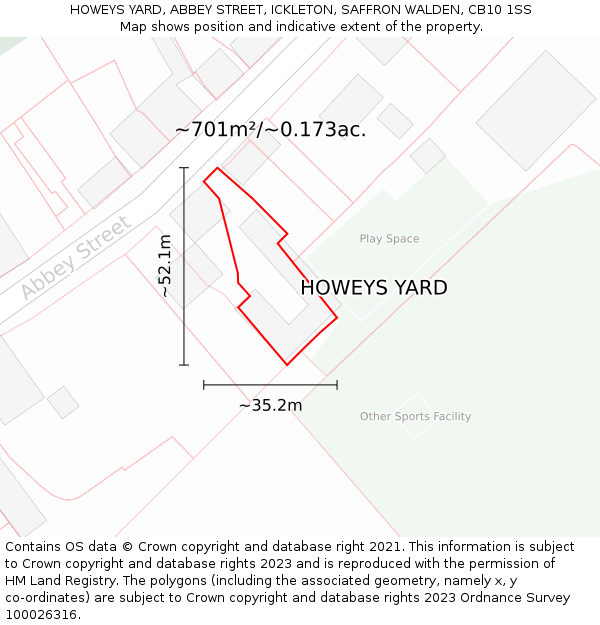 HOWEYS YARD, ABBEY STREET, ICKLETON, SAFFRON WALDEN, CB10 1SS: Plot and title map