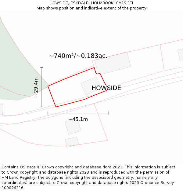 HOWSIDE, ESKDALE, HOLMROOK, CA19 1TL: Plot and title map
