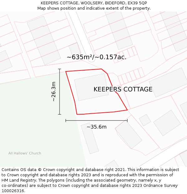 KEEPERS COTTAGE, WOOLSERY, BIDEFORD, EX39 5QP: Plot and title map