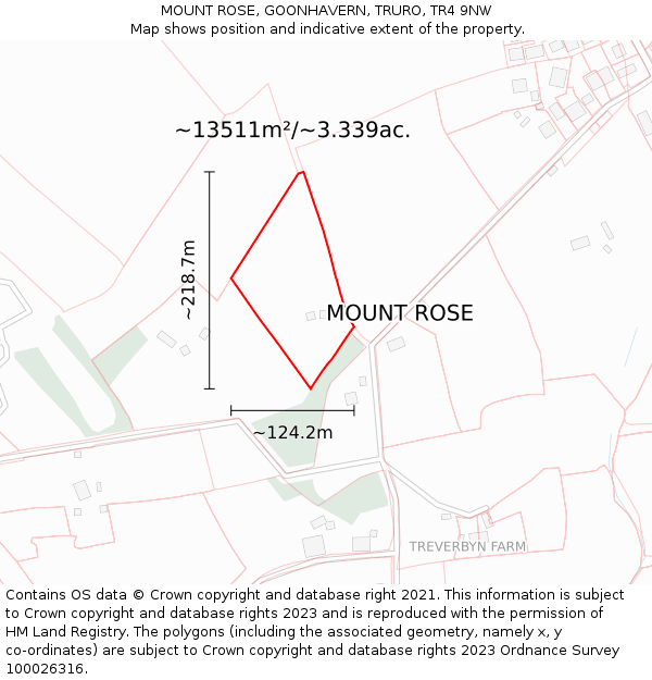 MOUNT ROSE, GOONHAVERN, TRURO, TR4 9NW: Plot and title map
