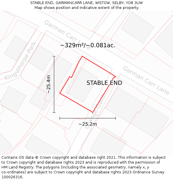 STABLE END, GARMANCARR LANE, WISTOW, SELBY, YO8 3UW: Plot and title map