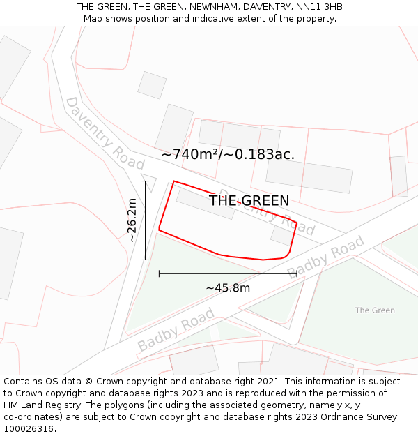 THE GREEN, THE GREEN, NEWNHAM, DAVENTRY, NN11 3HB: Plot and title map