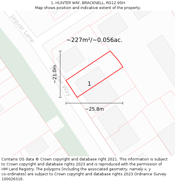 1, HUNTER WAY, BRACKNELL, RG12 9SH: Plot and title map