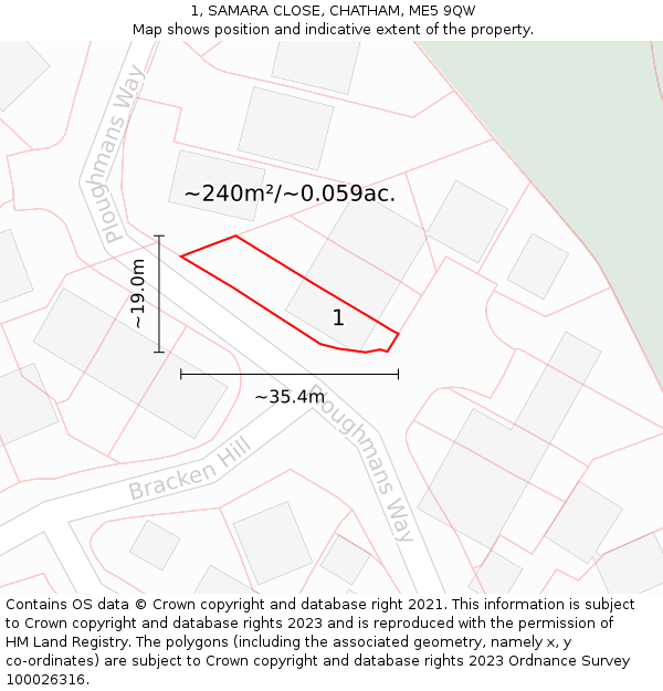 1, SAMARA CLOSE, CHATHAM, ME5 9QW: Plot and title map