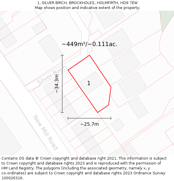 1, SILVER BIRCH, BROCKHOLES, HOLMFIRTH, HD9 7EW: Plot and title map