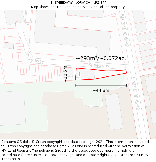 1, SPEEDWAY, NORWICH, NR2 3PP: Plot and title map