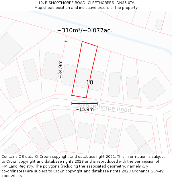 10, BISHOPTHORPE ROAD, CLEETHORPES, DN35 0TA: Plot and title map