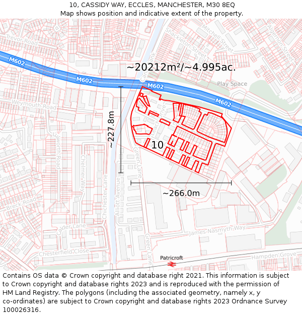 10, CASSIDY WAY, ECCLES, MANCHESTER, M30 8EQ: Plot and title map