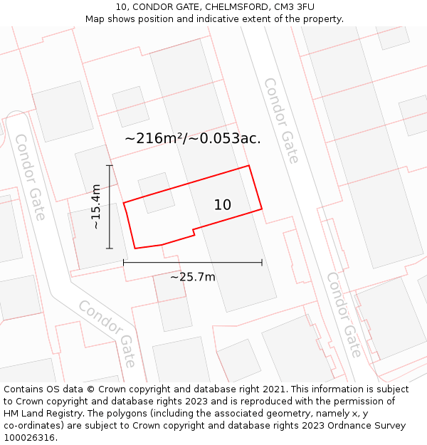 10, CONDOR GATE, CHELMSFORD, CM3 3FU: Plot and title map