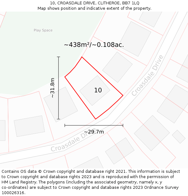 10, CROASDALE DRIVE, CLITHEROE, BB7 1LQ: Plot and title map