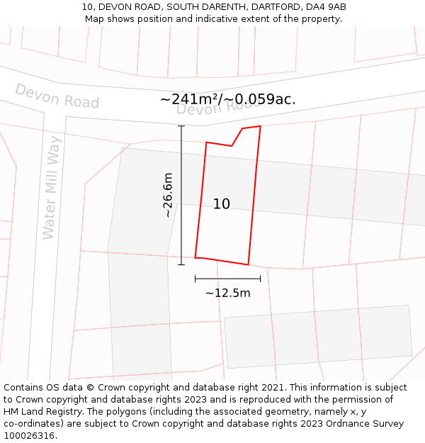 10, DEVON ROAD, SOUTH DARENTH, DARTFORD, DA4 9AB: Plot and title map