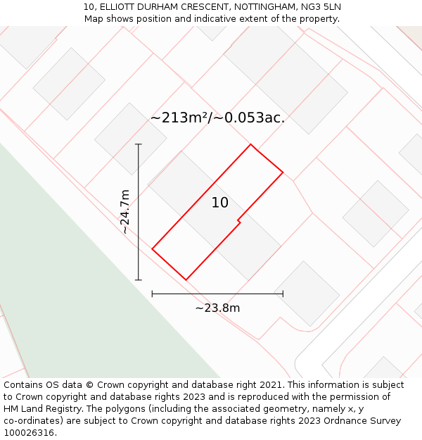 10, ELLIOTT DURHAM CRESCENT, NOTTINGHAM, NG3 5LN: Plot and title map