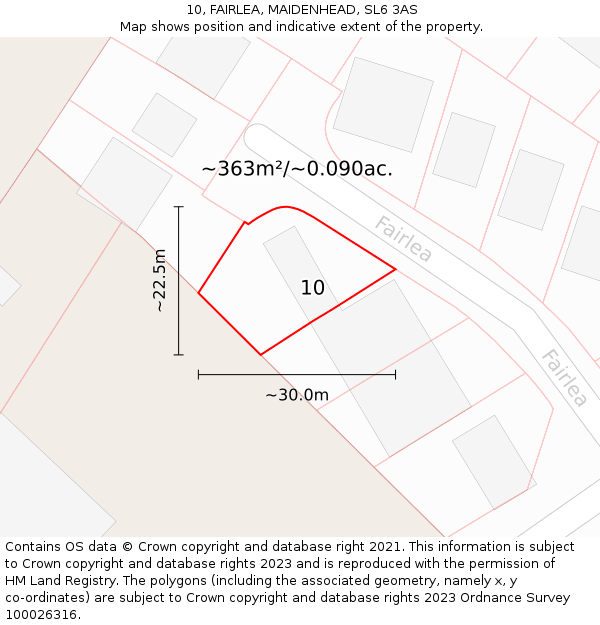 10, FAIRLEA, MAIDENHEAD, SL6 3AS: Plot and title map