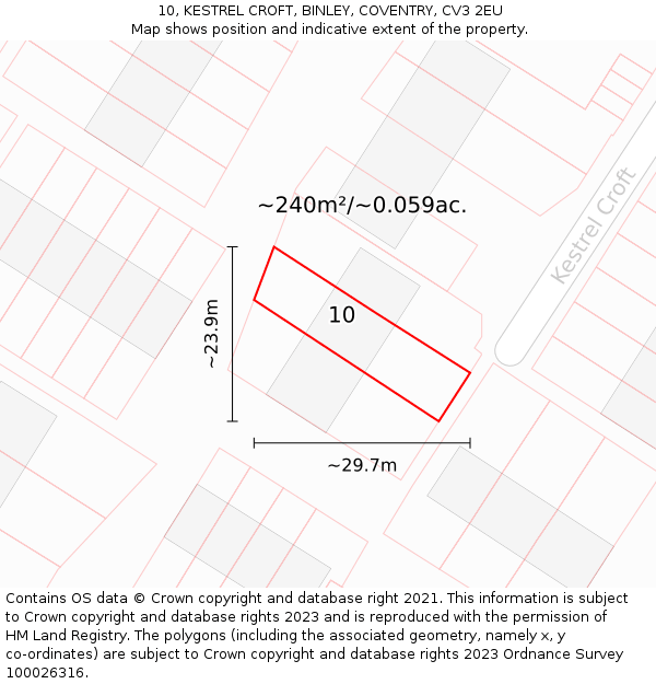 10, KESTREL CROFT, BINLEY, COVENTRY, CV3 2EU: Plot and title map