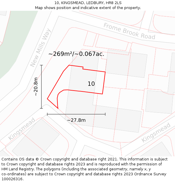 10, KINGSMEAD, LEDBURY, HR8 2LS: Plot and title map