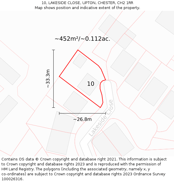 10, LAKESIDE CLOSE, UPTON, CHESTER, CH2 1RR: Plot and title map