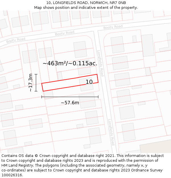 10, LONGFIELDS ROAD, NORWICH, NR7 0NB: Plot and title map