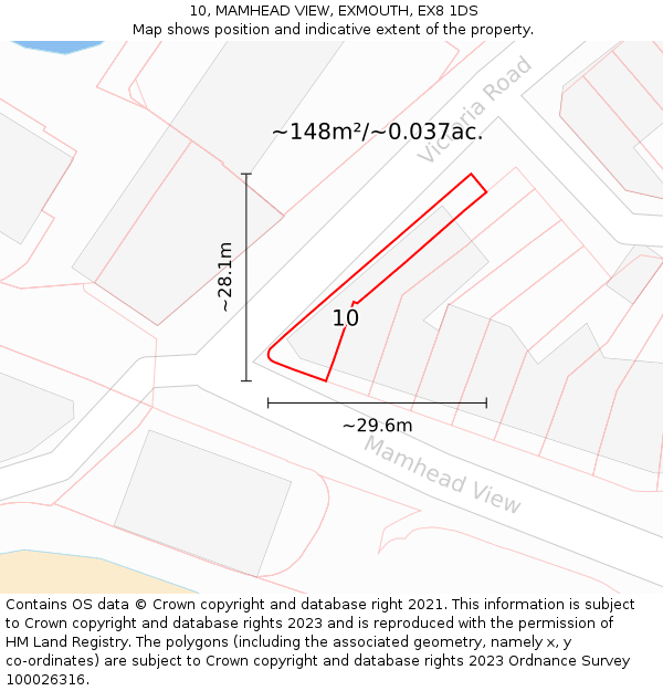 10, MAMHEAD VIEW, EXMOUTH, EX8 1DS: Plot and title map