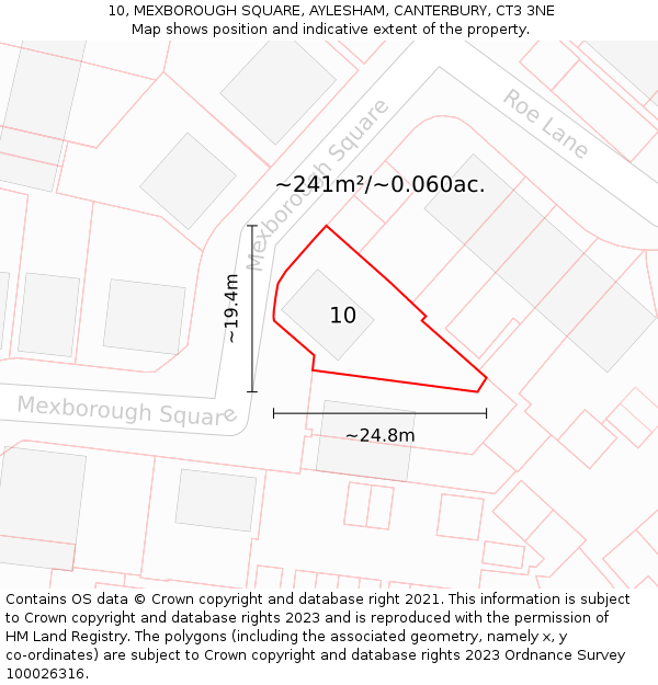 10, MEXBOROUGH SQUARE, AYLESHAM, CANTERBURY, CT3 3NE: Plot and title map