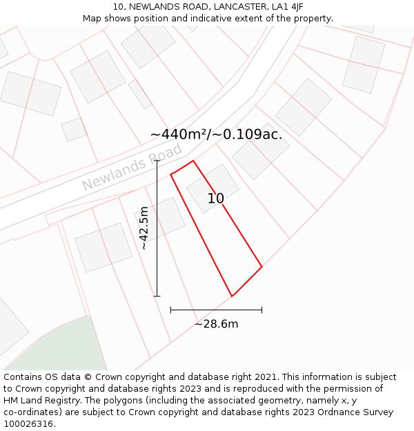 10, NEWLANDS ROAD, LANCASTER, LA1 4JF: Plot and title map