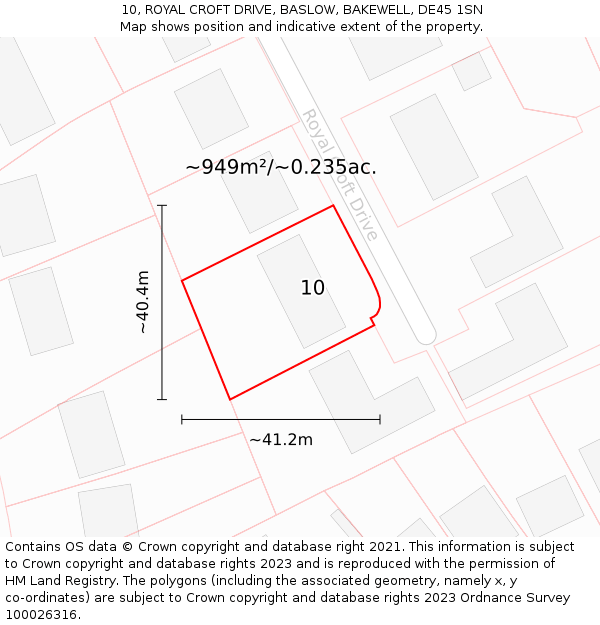 10, ROYAL CROFT DRIVE, BASLOW, BAKEWELL, DE45 1SN: Plot and title map