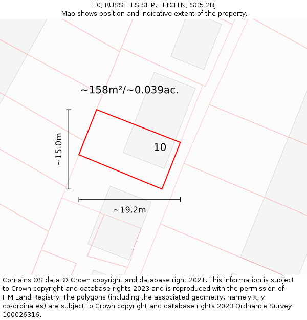 10, RUSSELLS SLIP, HITCHIN, SG5 2BJ: Plot and title map