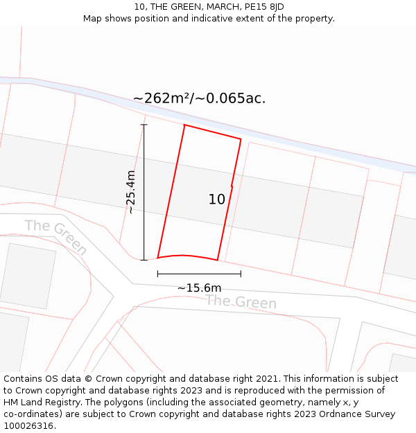 10, THE GREEN, MARCH, PE15 8JD: Plot and title map