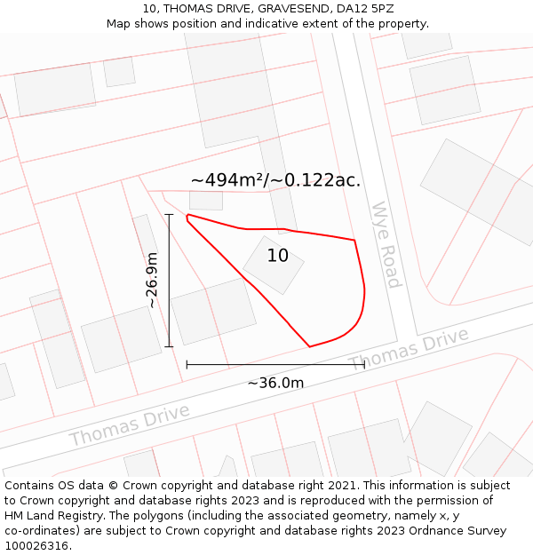 10, THOMAS DRIVE, GRAVESEND, DA12 5PZ: Plot and title map