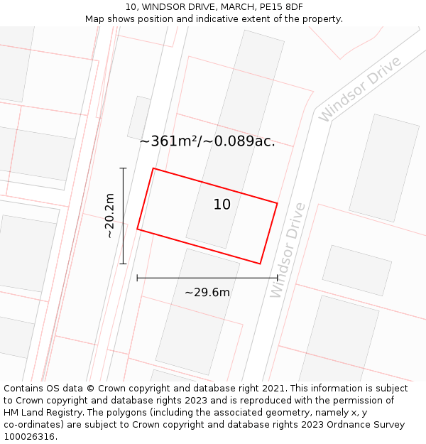10, WINDSOR DRIVE, MARCH, PE15 8DF: Plot and title map