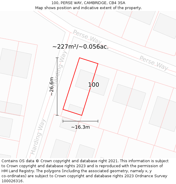 100, PERSE WAY, CAMBRIDGE, CB4 3SA: Plot and title map