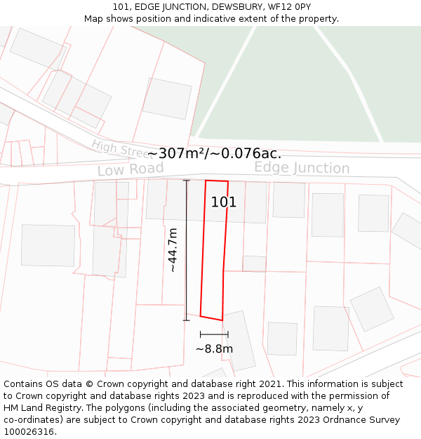 101, EDGE JUNCTION, DEWSBURY, WF12 0PY: Plot and title map