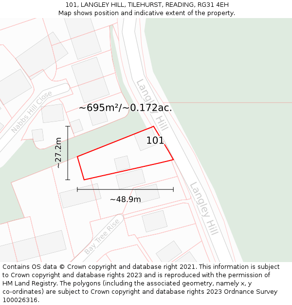 101, LANGLEY HILL, TILEHURST, READING, RG31 4EH: Plot and title map