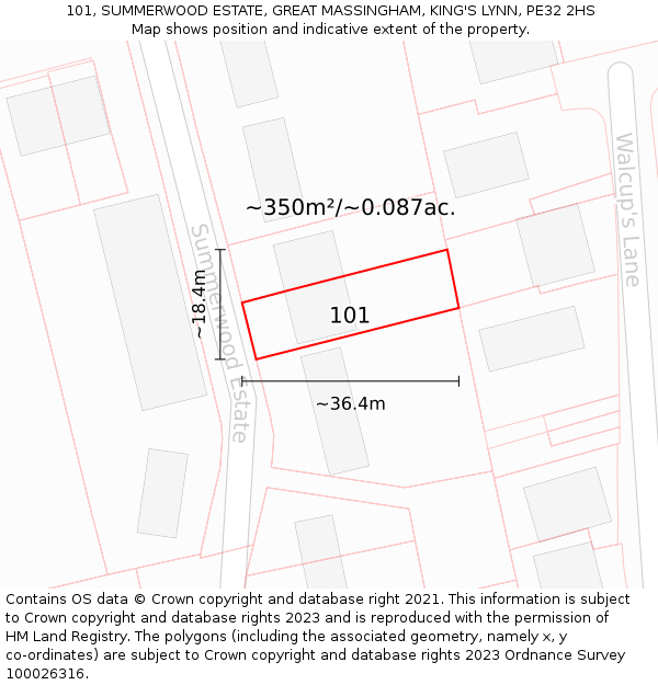 101, SUMMERWOOD ESTATE, GREAT MASSINGHAM, KING'S LYNN, PE32 2HS: Plot and title map