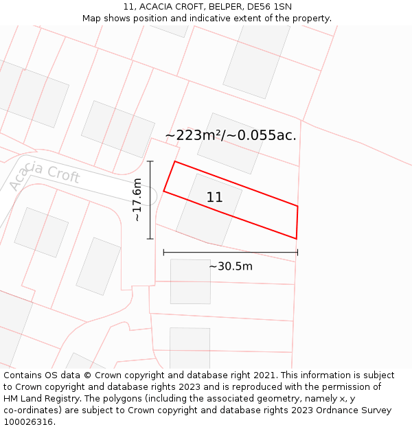 11, ACACIA CROFT, BELPER, DE56 1SN: Plot and title map