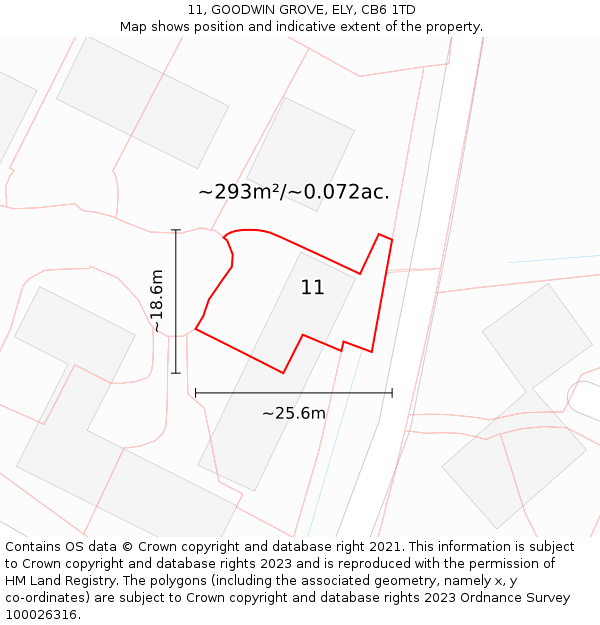 11, GOODWIN GROVE, ELY, CB6 1TD: Plot and title map