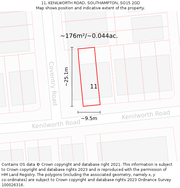 11, KENILWORTH ROAD, SOUTHAMPTON, SO15 2GD: Plot and title map