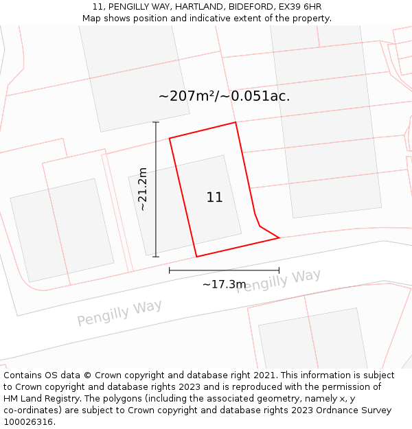 11, PENGILLY WAY, HARTLAND, BIDEFORD, EX39 6HR: Plot and title map