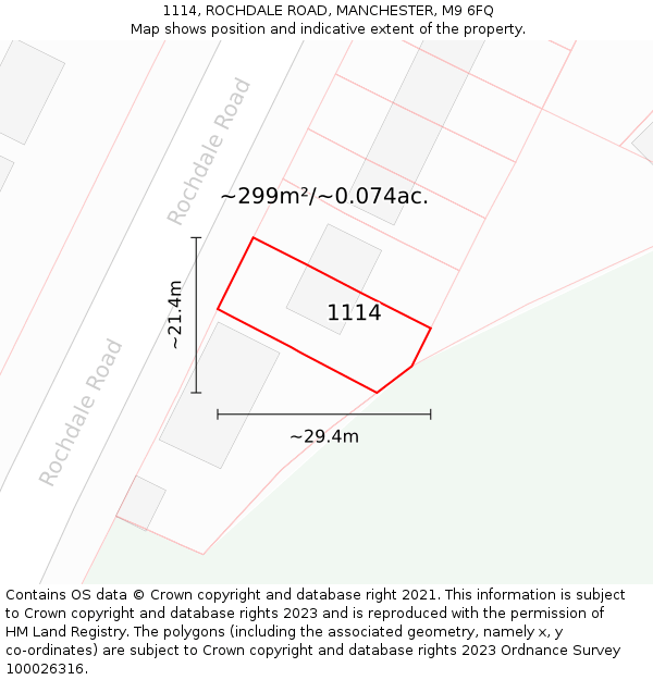 1114, ROCHDALE ROAD, MANCHESTER, M9 6FQ: Plot and title map