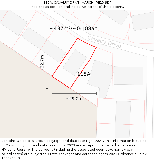 115A, CAVALRY DRIVE, MARCH, PE15 9DP: Plot and title map