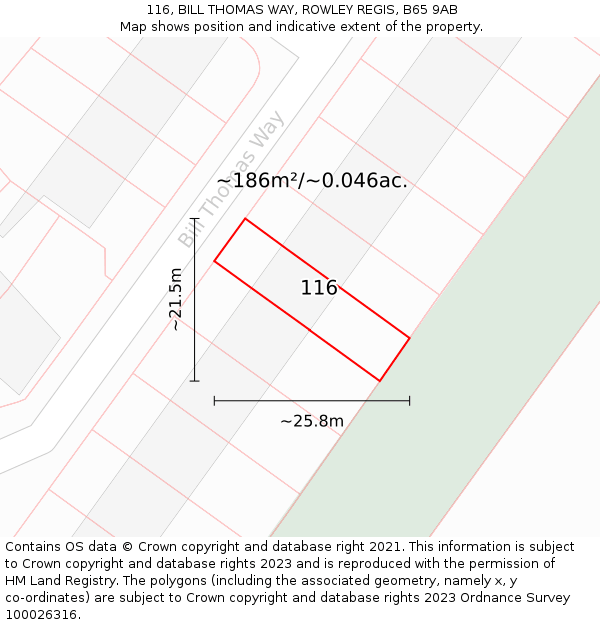 116, BILL THOMAS WAY, ROWLEY REGIS, B65 9AB: Plot and title map